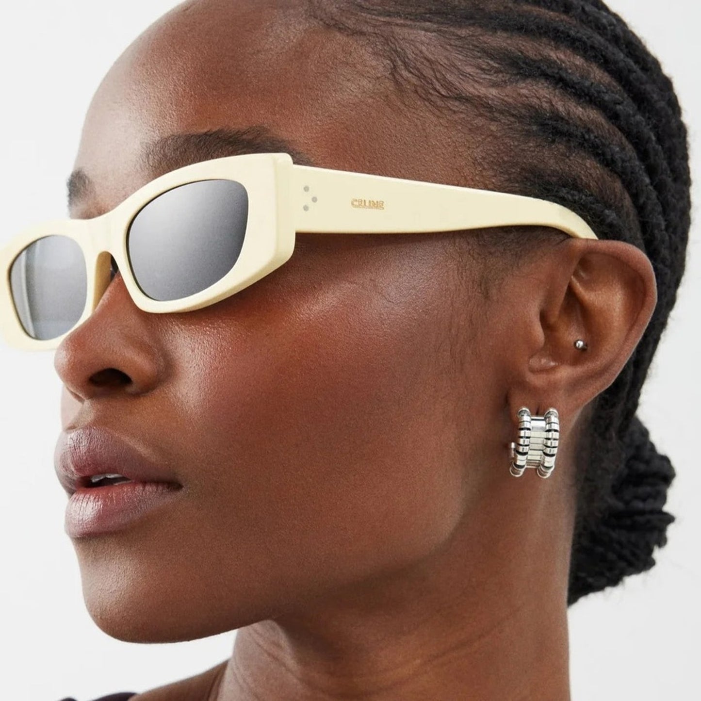 Celine Sunglasses CL40245U 5539A Shiny Solid Butter Beige Grey Women