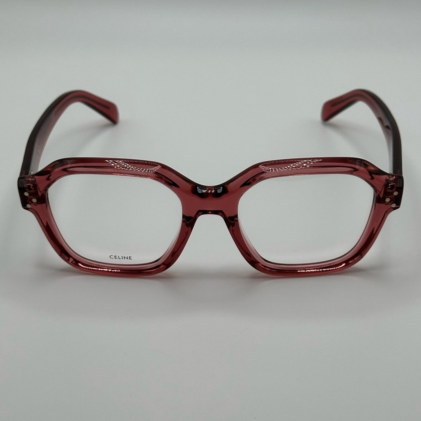 Celine Eyeglasses CL50096I 52074 Shiny Transparent Terracotta Women
