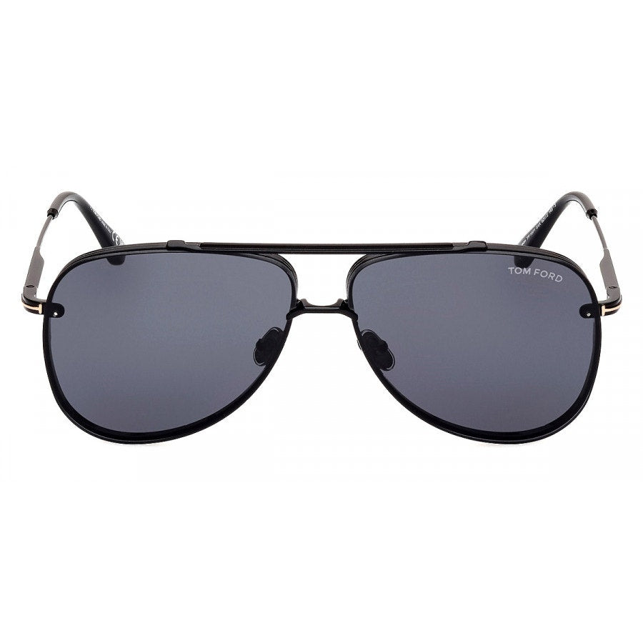 TOM FORD Sunglasses FT1071 01A Leon Shiny Black/Smoke Grey Men