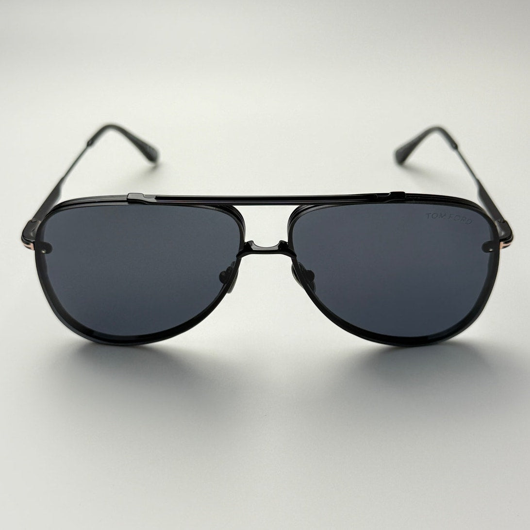 TOM FORD Sunglasses FT1071 01A Leon Shiny Black/Smoke Grey Men