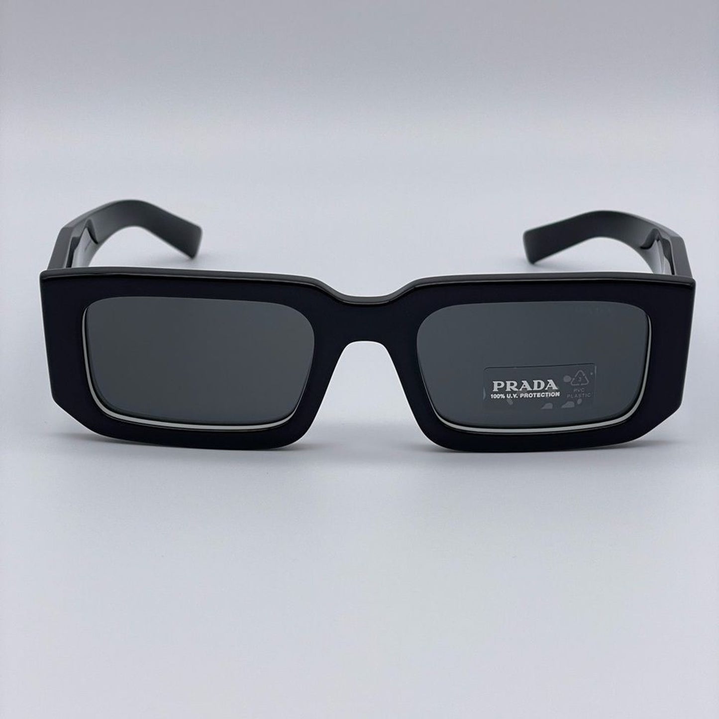 Prada Sunglasses PR06YSF 09Q5S0 Black White/Dark Grey Unisex