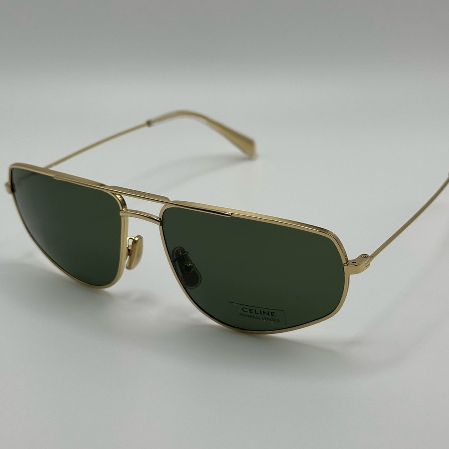 Celine Sunglasses CL40083U 6030N Gold Aviator with Green Lens Unisex