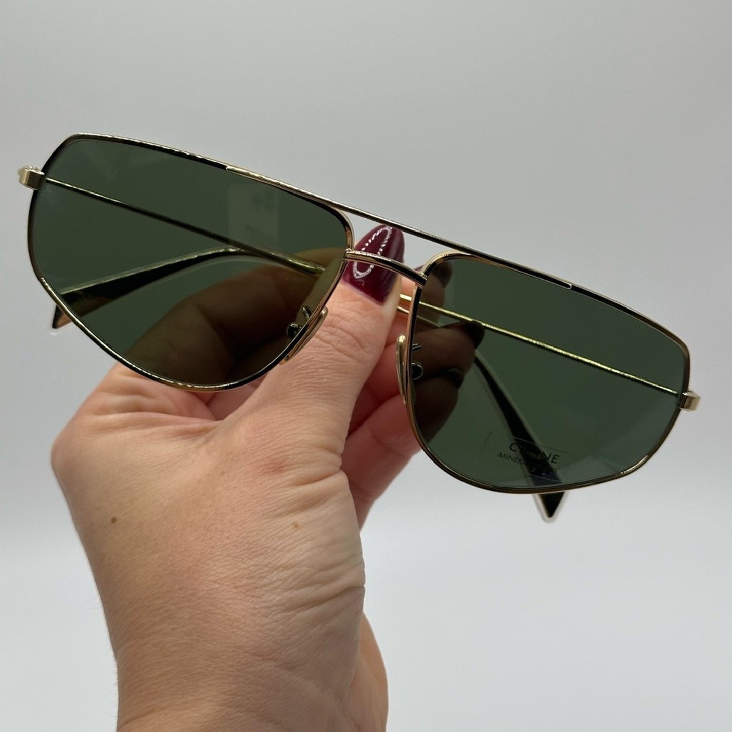 Celine Sunglasses CL40083U 6030N Gold Aviator with Green Lens Unisex