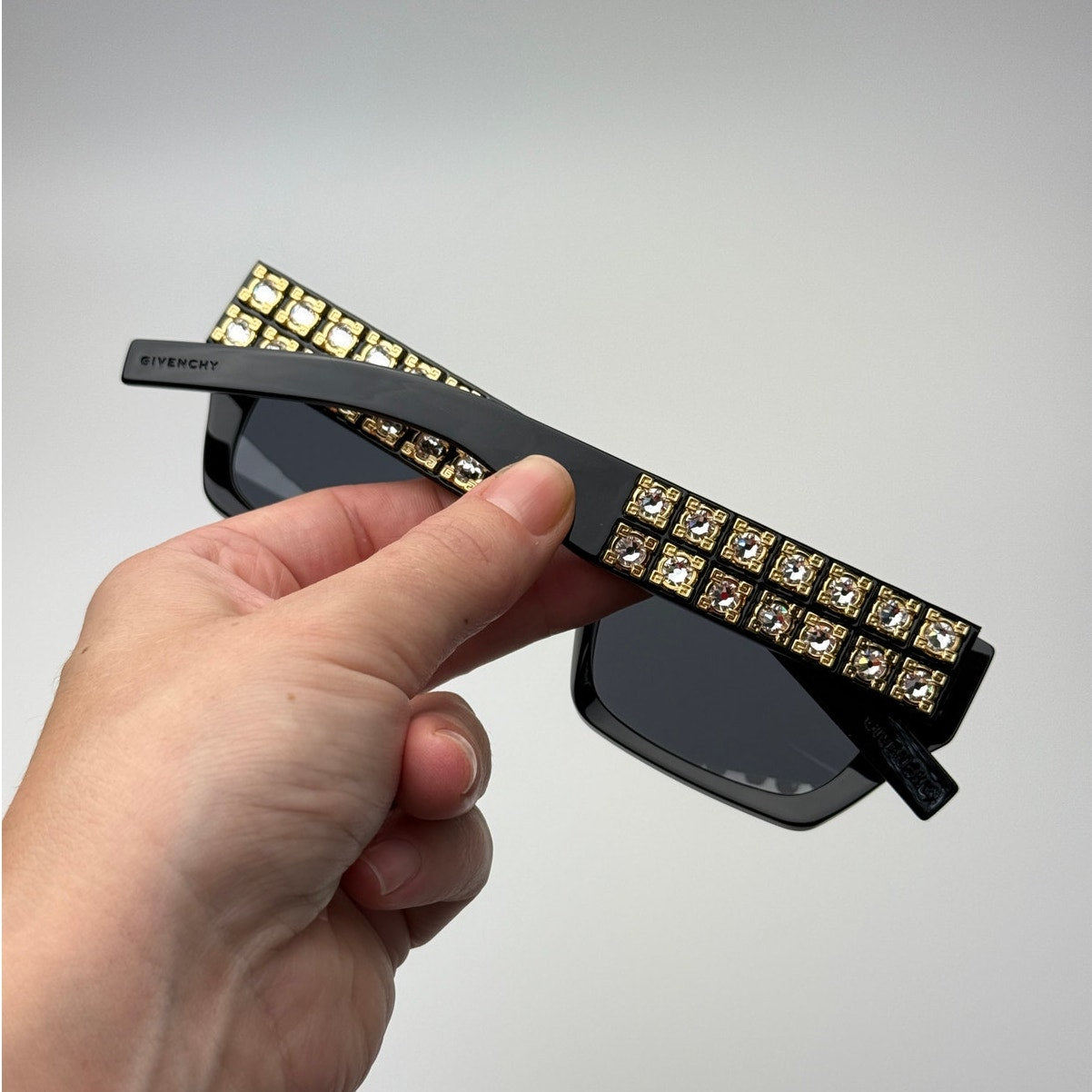 Givenchy Sunglasses GV40077I 01A Shiny Black and Studs/Grey Women
