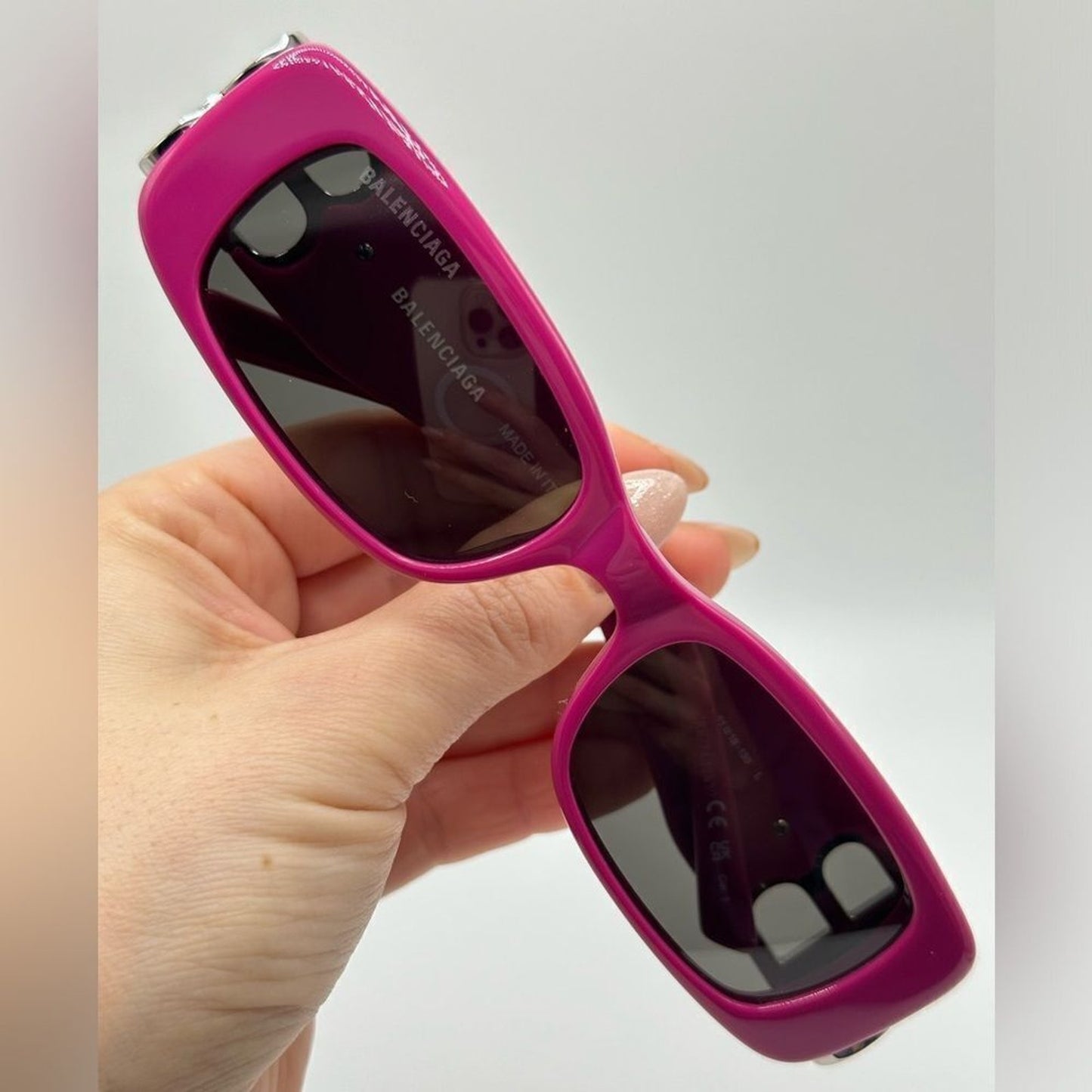 BALENCIAGA Sunglasses BB0096S 016 Fuchsia/Silver/Grey Unisex
