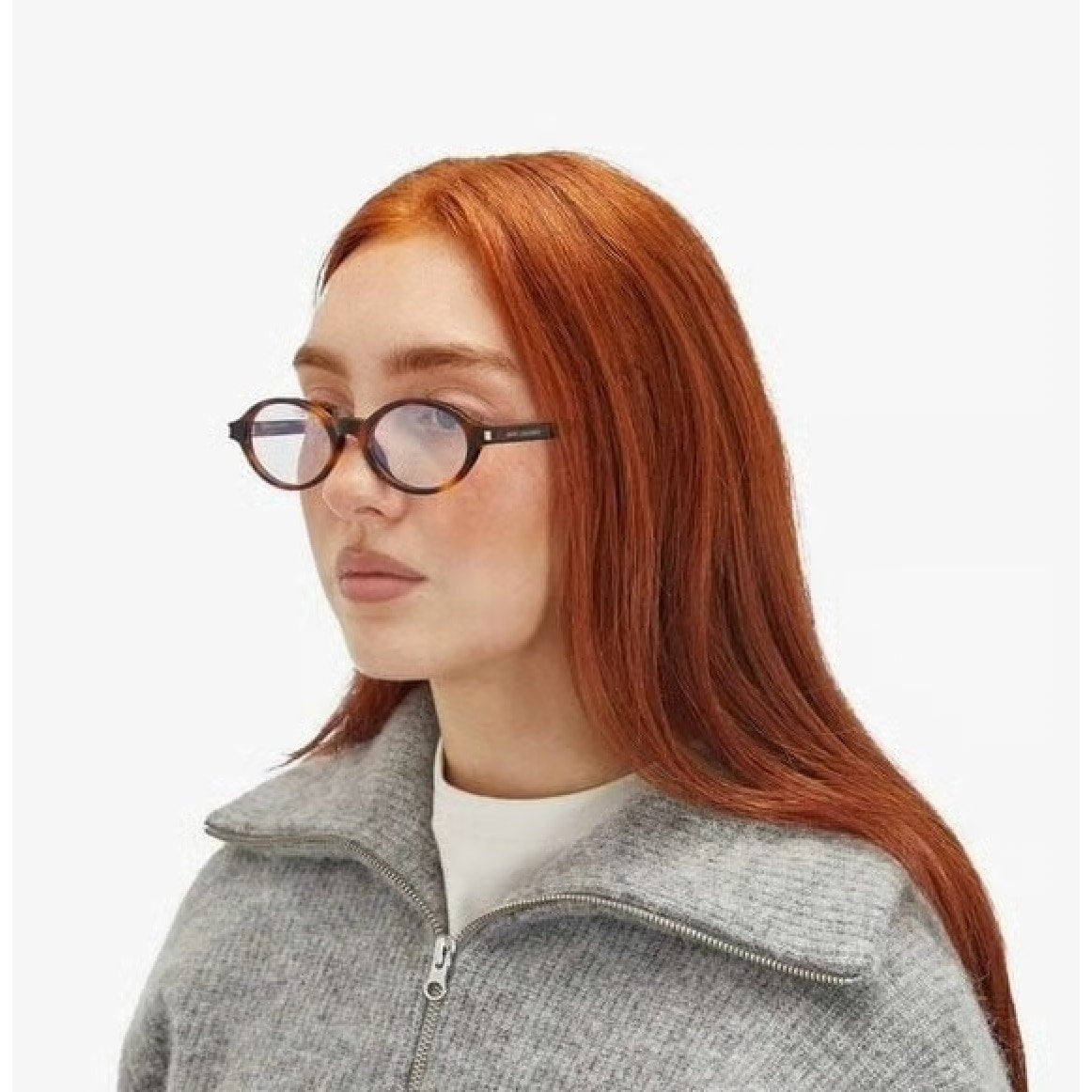 Saint Laurent SL751 JEANNE OPT 003 Shiny Havana/Clear Blue Light Block Eyeglasses