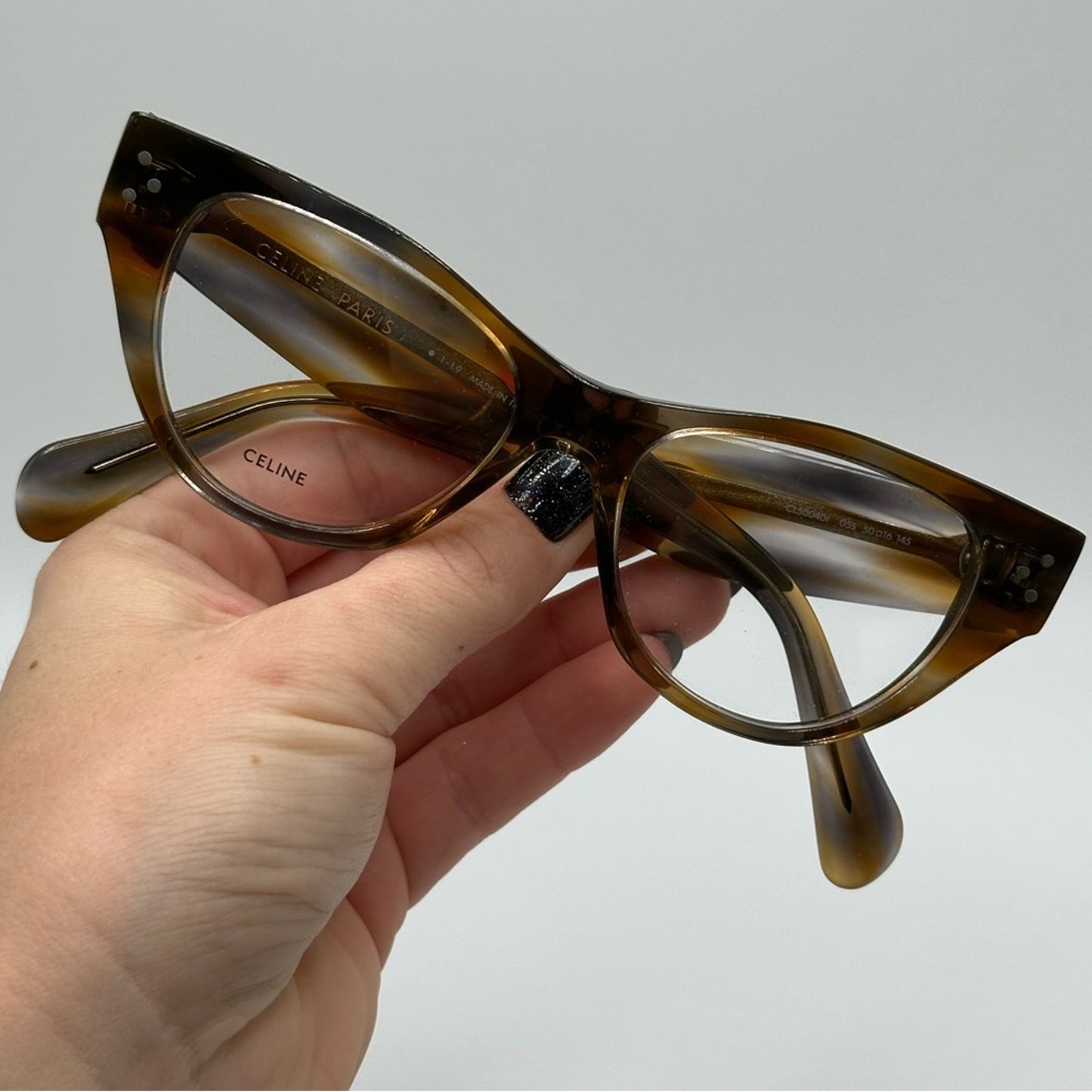Celine Eyeglasses CL50040I 50055 Striped Brown Grey Women