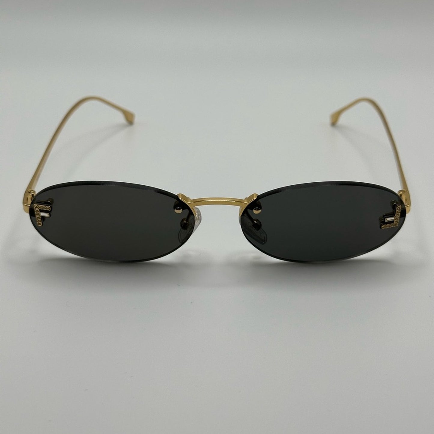 Fendi Sunglasses First Crystal Rimless FE4075US 30A Gold Shiny Grey Unisex
