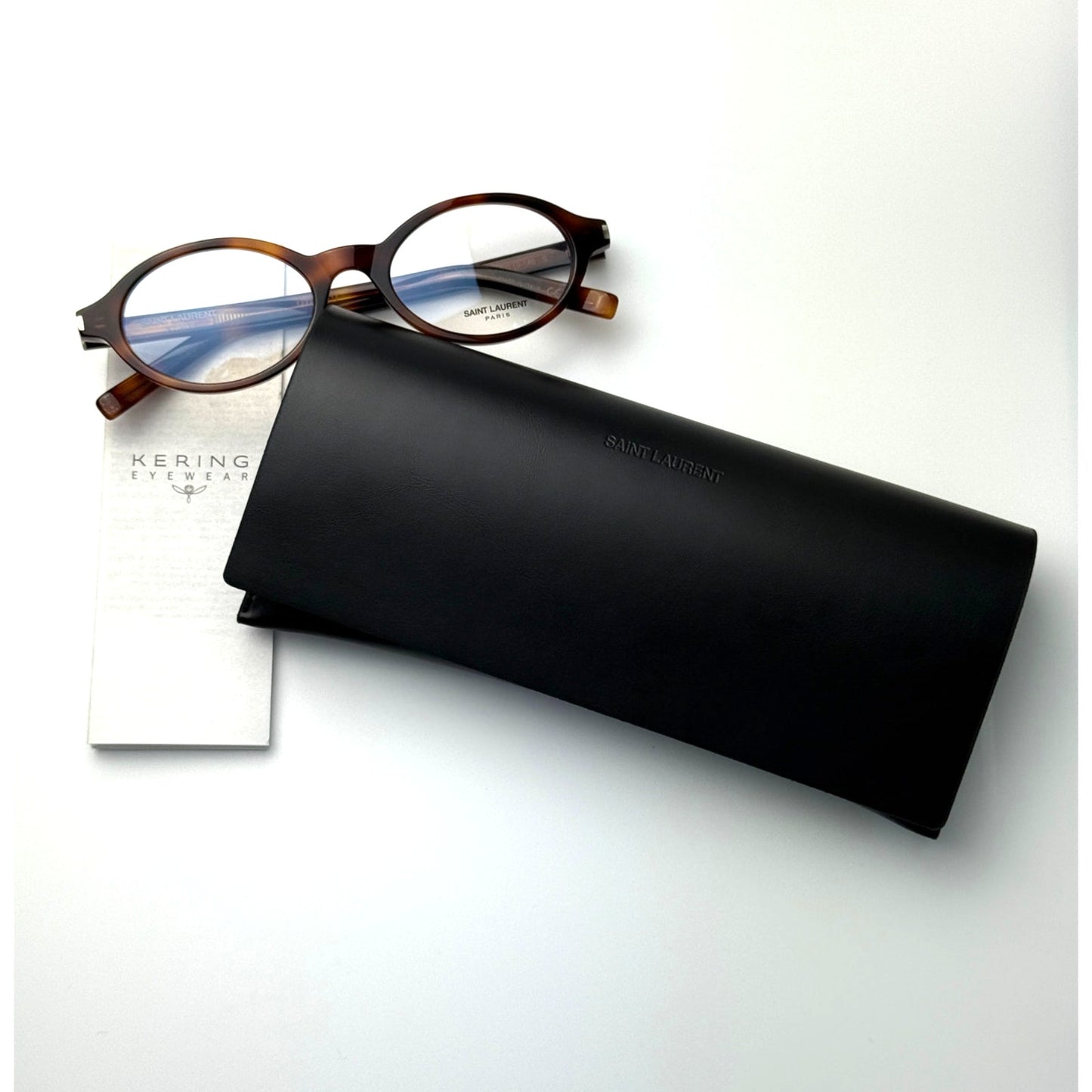 Saint Laurent SL751 JEANNE OPT 003 Shiny Havana/Clear Blue Light Block Eyeglasses
