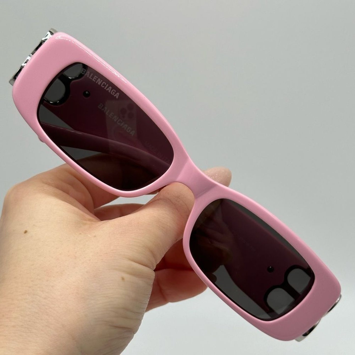 BALENCIAGA Sunglasses BB0096S 012 Pink/Silver/Grey Unisex
