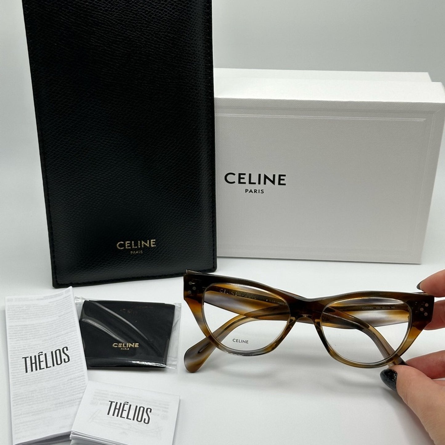 Celine Eyeglasses CL50040I 50055 Striped Brown Grey Women