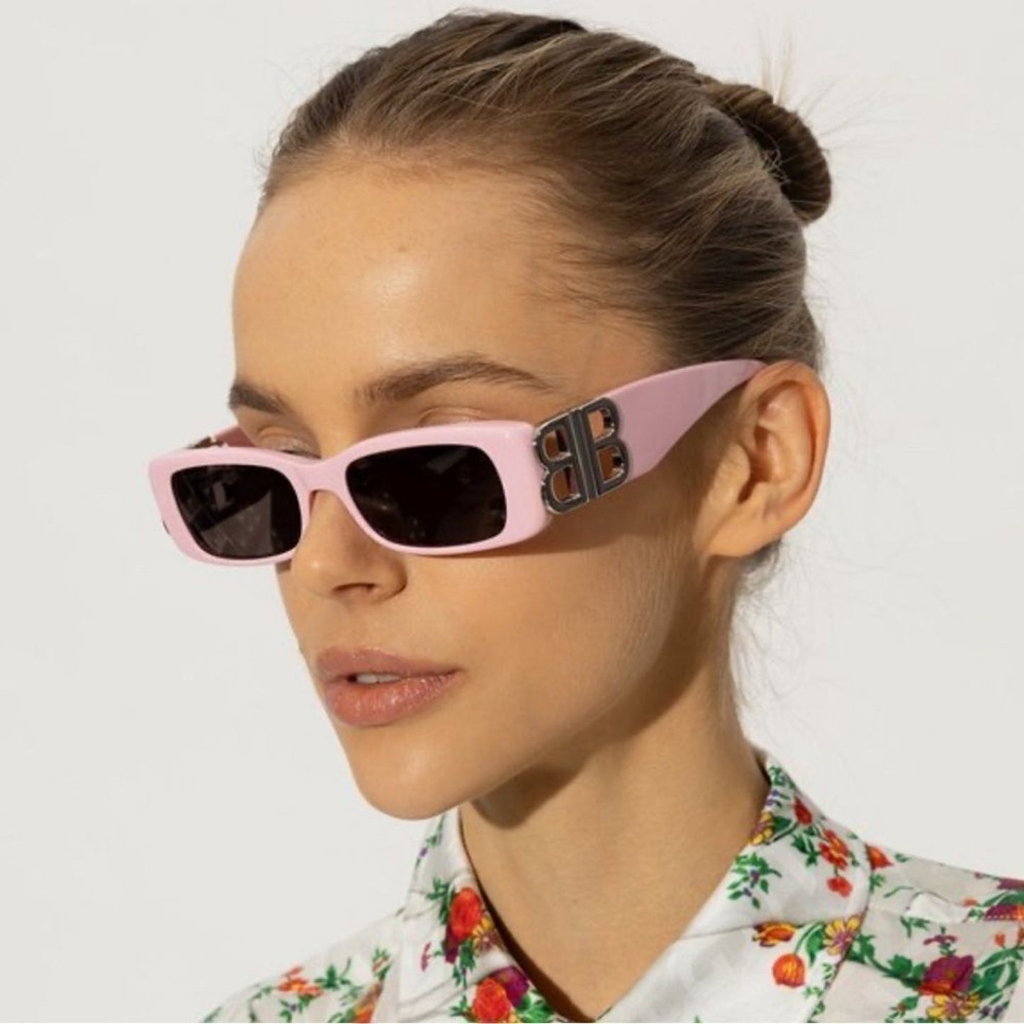 BALENCIAGA Sunglasses BB0096S 012 Pink/Silver/Grey Unisex
