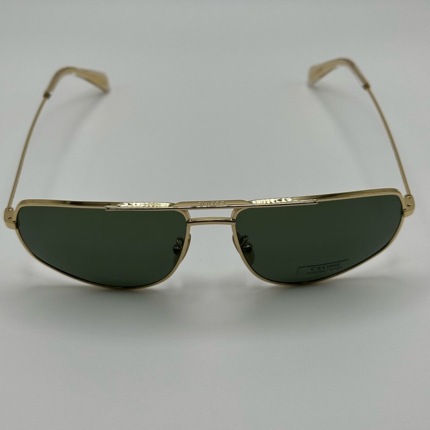 Celine Sunglasses CL40083U 6030N Gold Aviator with Green Lens Unisex