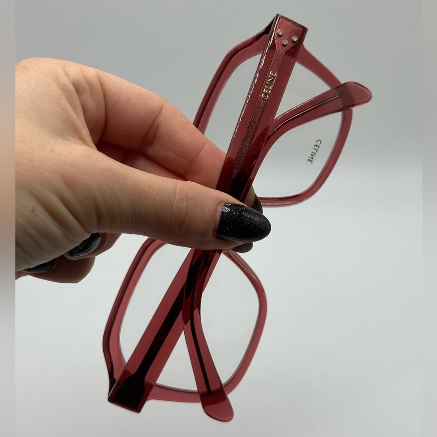 Celine Eyeglasses CL50096I 52074 Shiny Transparent Terracotta Women