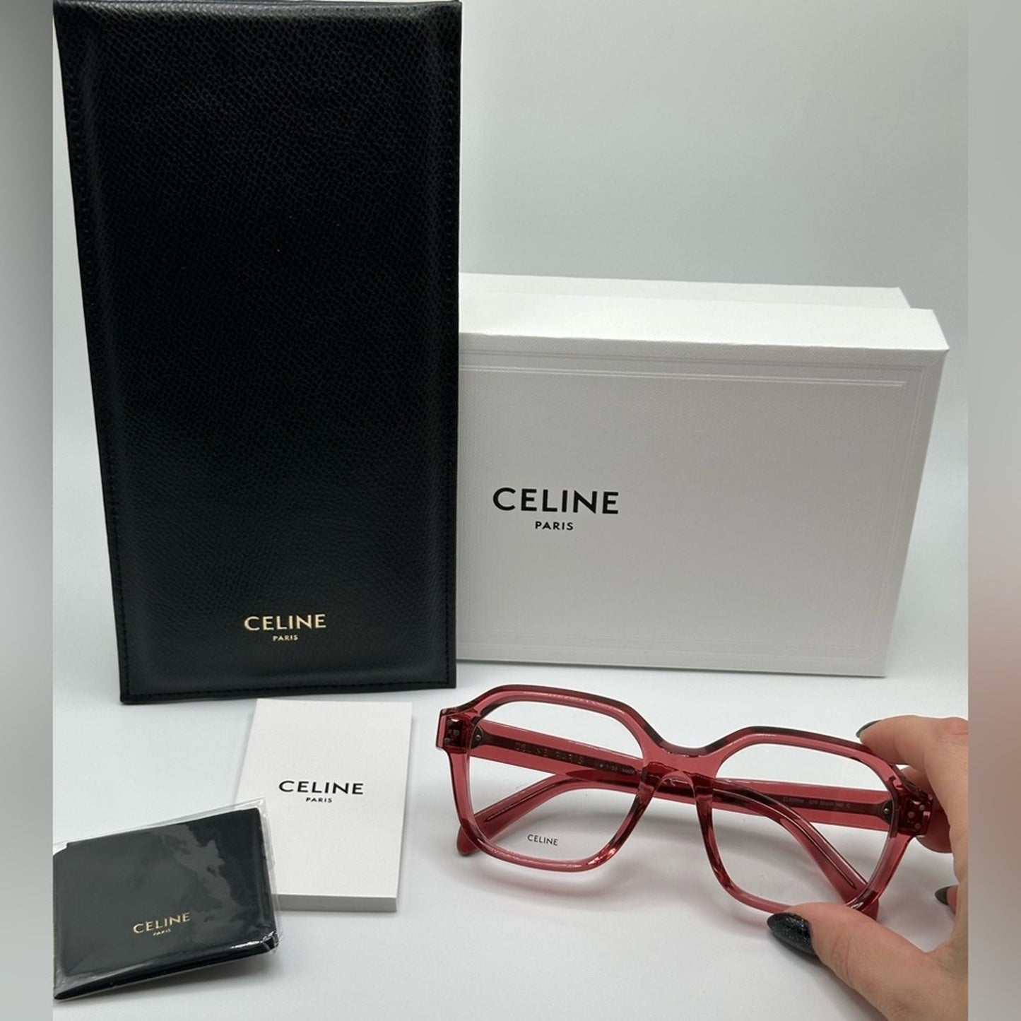 Celine Eyeglasses CL50096I 52074 Shiny Transparent Terracotta Women