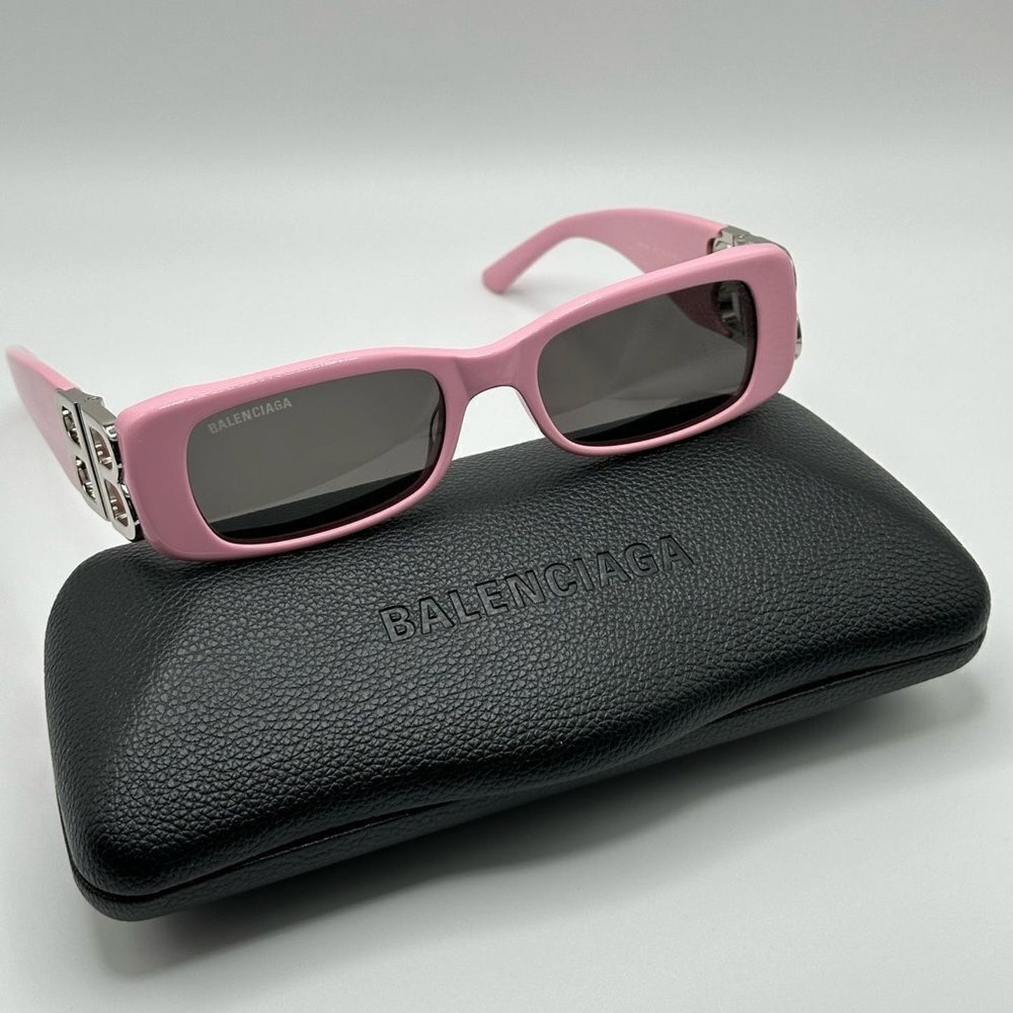 BALENCIAGA Sunglasses BB0096S 012 Pink/Silver/Grey Unisex