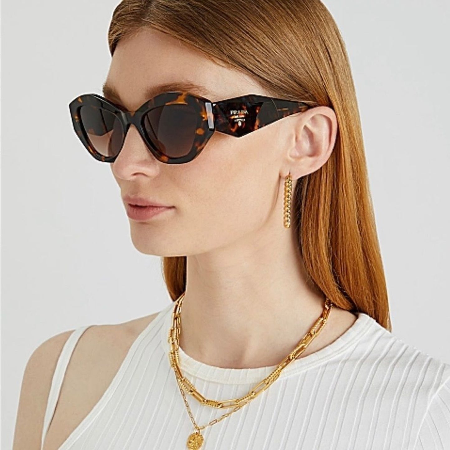 Prada Sunglasses PR07YS VAU6S1 Honey Havana/Brown Gradient Women