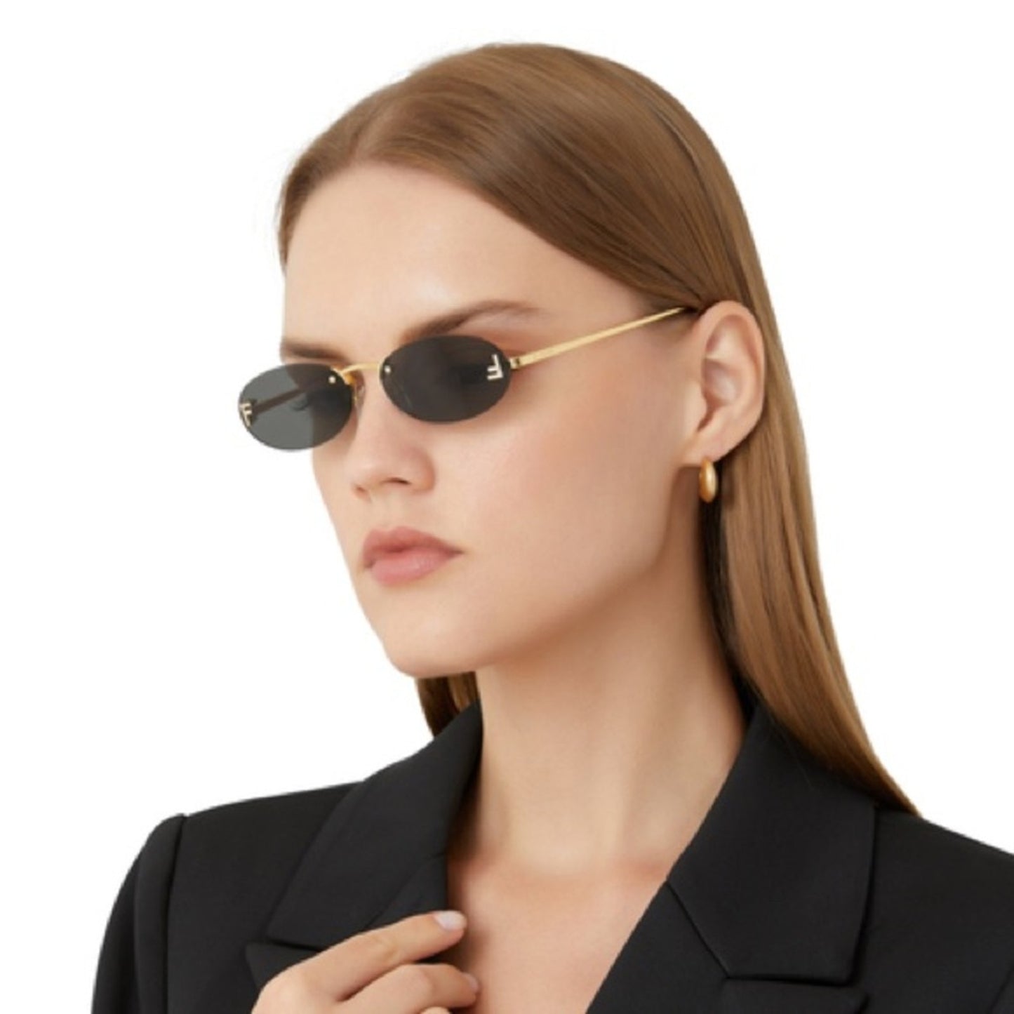 Fendi Sunglasses First Crystal Rimless FE4075US 30A Gold Shiny Grey Unisex
