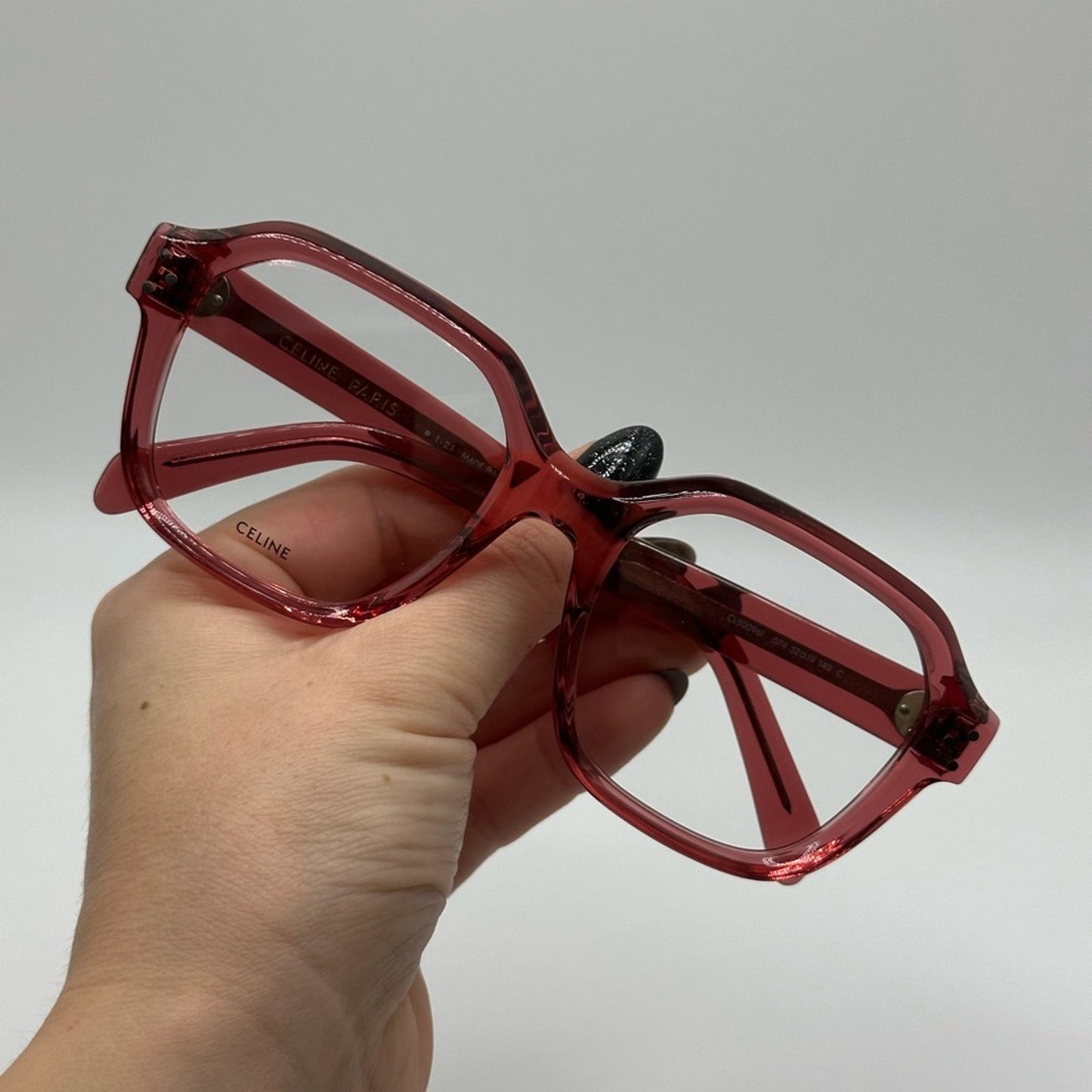 Celine Eyeglasses CL50096I 52074 Shiny Transparent Terracotta Women