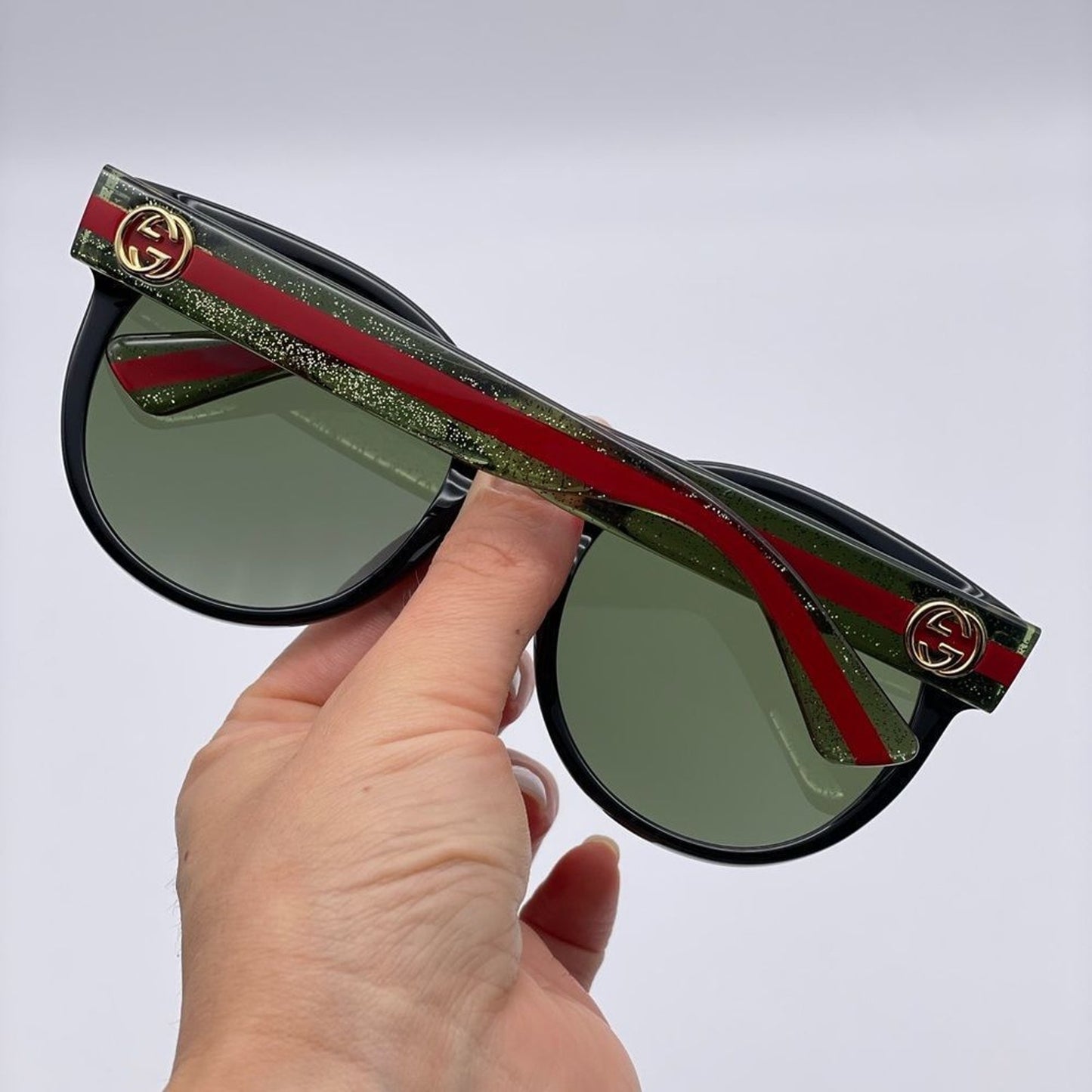 Gucci Sunglasses GG0035SN 002 Black/Green Women