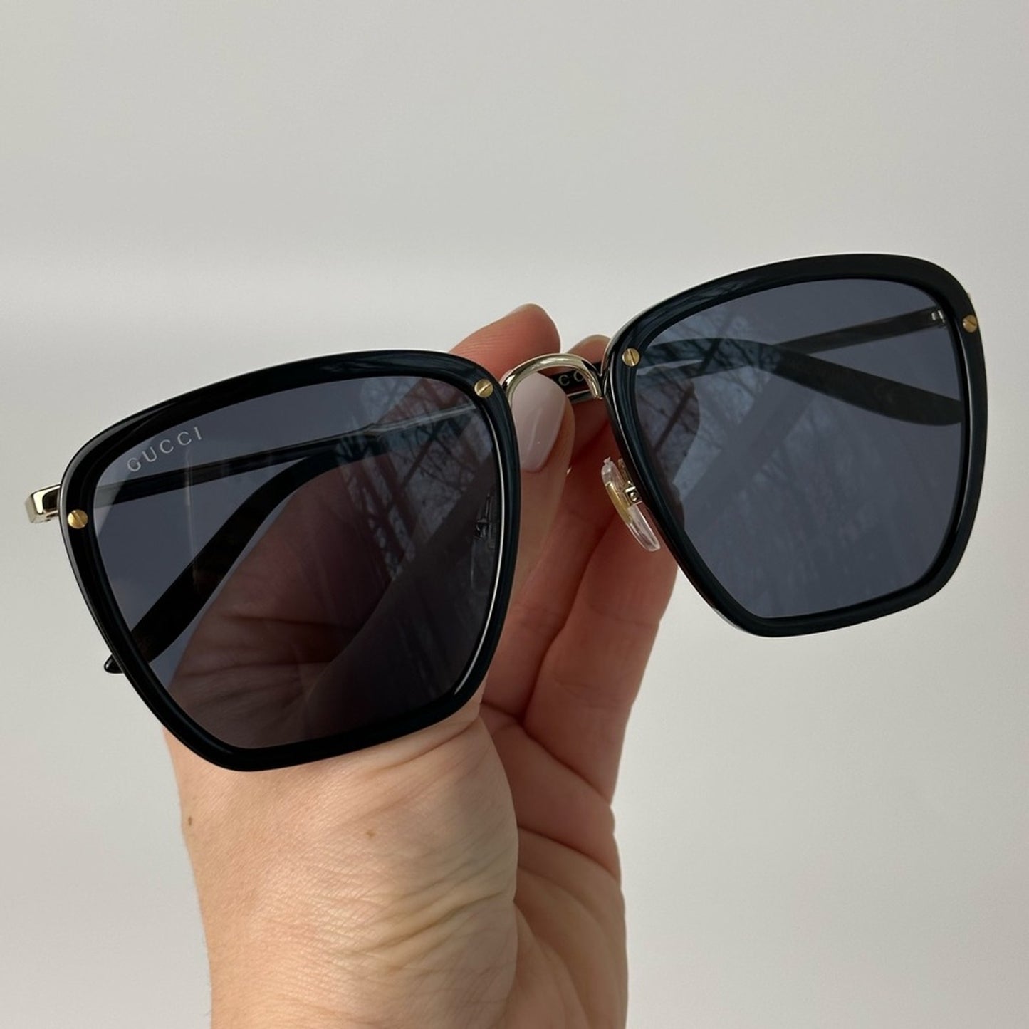 Gucci Sunglasses GG0673S 001 Black Gold Grey Unisex