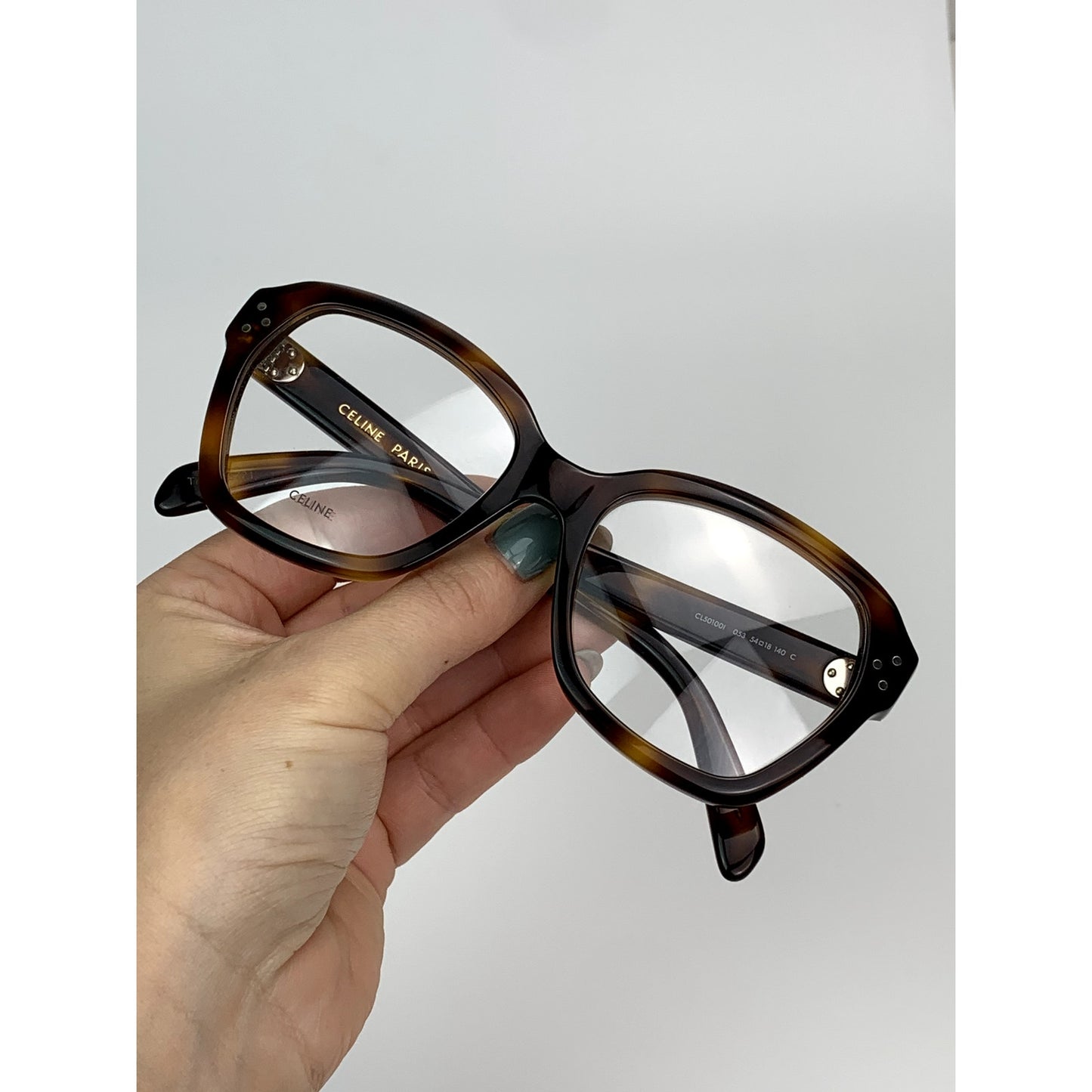 Celine Eyeglasses CL50100I 54053 Geometric Shiny Havana Unisex