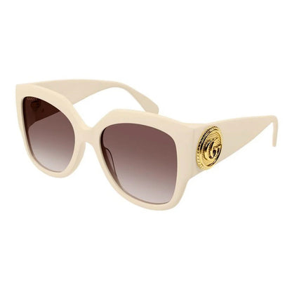 Gucci Sunglasses GG1407S 004 Ivory Brown Gradient Women