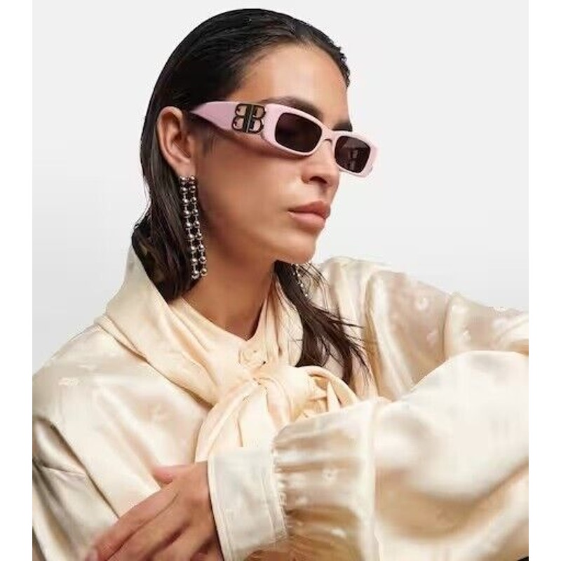 BALENCIAGA Sunglasses BB0096S 012 Pink/Silver/Grey Unisex