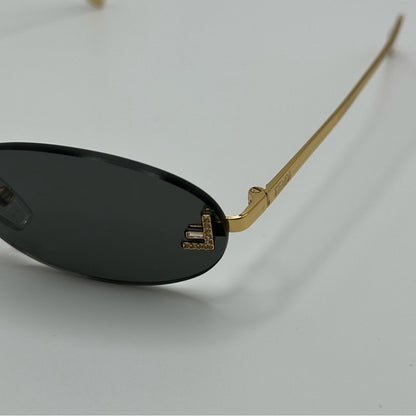 Fendi Sunglasses First Crystal Rimless FE4075US 30A Gold Shiny Grey Unisex