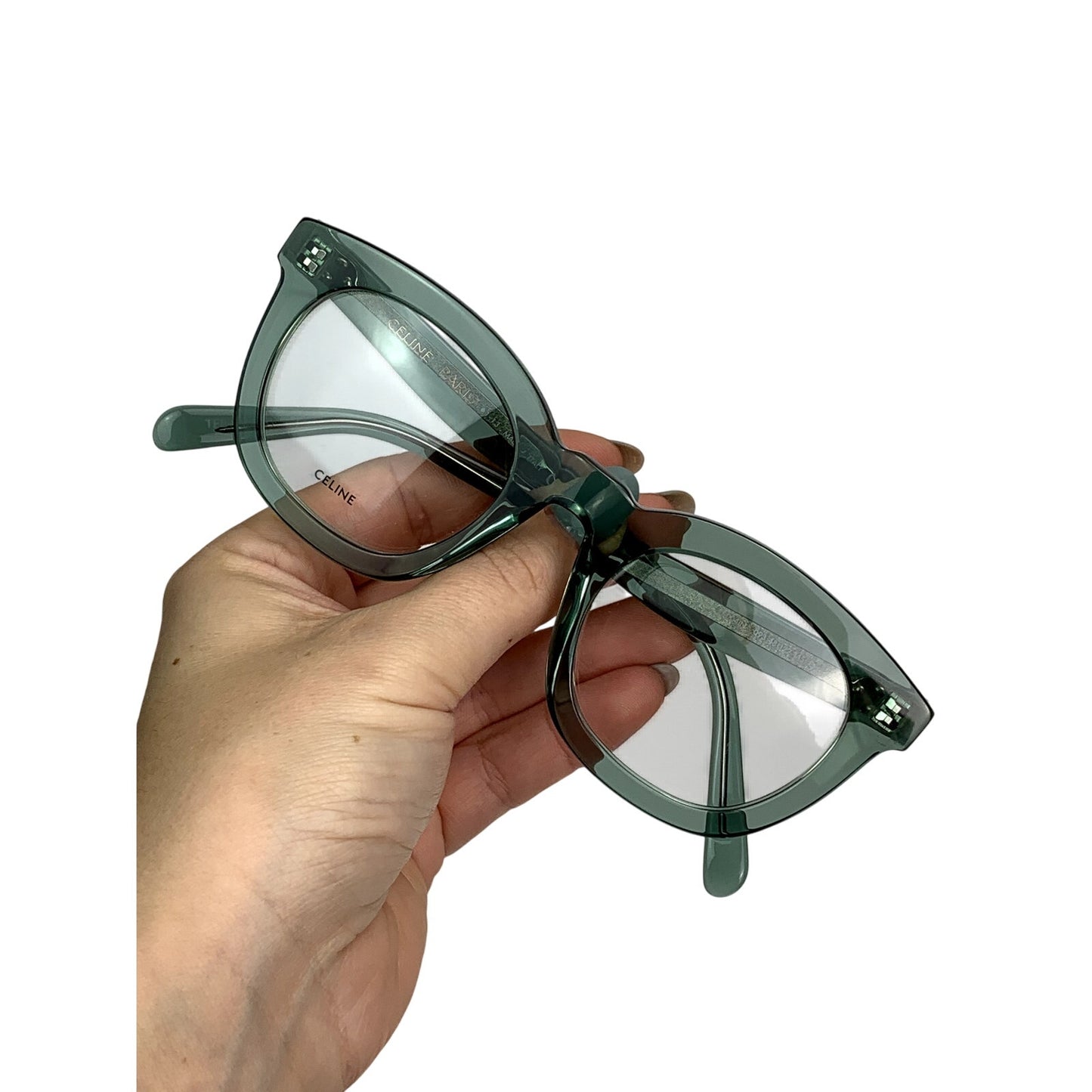 Celine Eyeglasses CL5004IN 48093 Square Transparent Teal Unisex