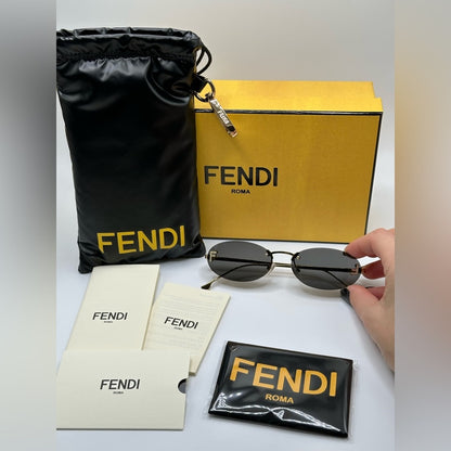 Fendi Sunglasses First Crystal Rimless FE4075US 30A Gold Shiny Grey Unisex
