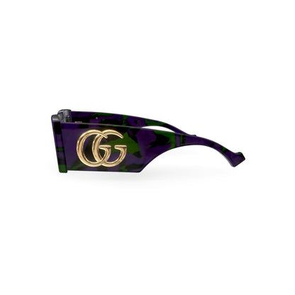 Gucci Sunglasses GG1425S 003 Big Spotted Purple And Green Havana/Grey Lavender