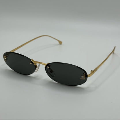 Fendi Sunglasses First Crystal Rimless FE4075US 30A Gold Shiny Grey Unisex