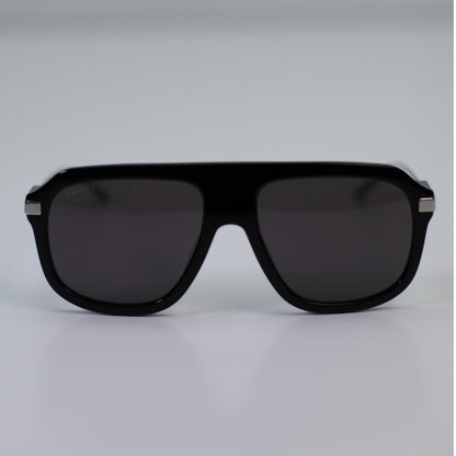 Gucci Sunglasses GG1309S 005 Shiny Black Grey Shield Men