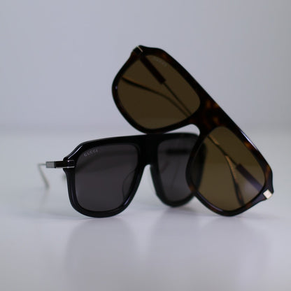 Gucci Sunglasses GG1309S 005 Shiny Black Grey Shield Men