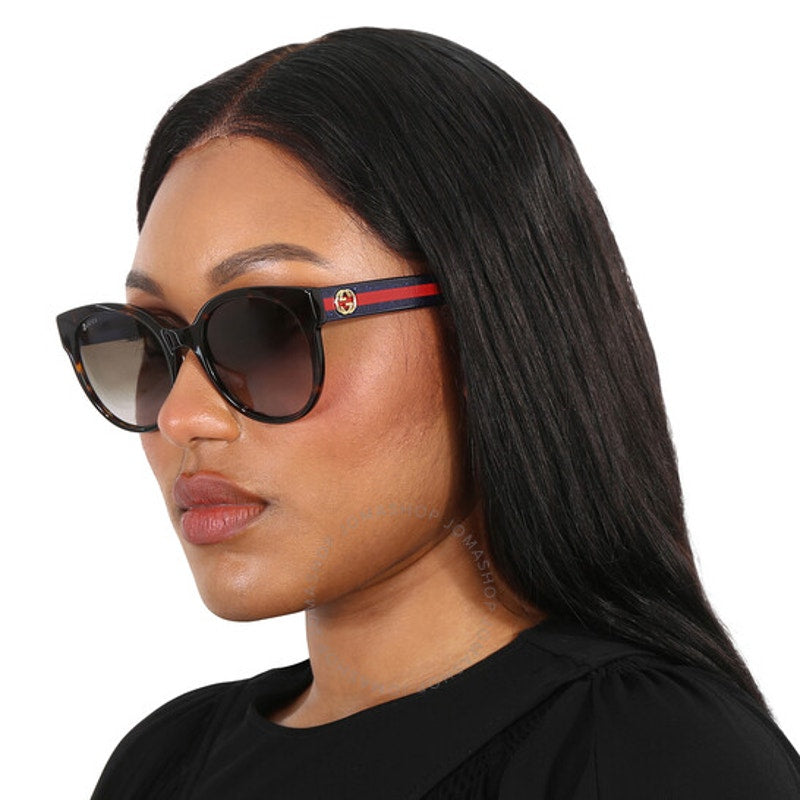 Gucci Sunglasses GG0035SN 004 Havana/Blue/Brown Women 