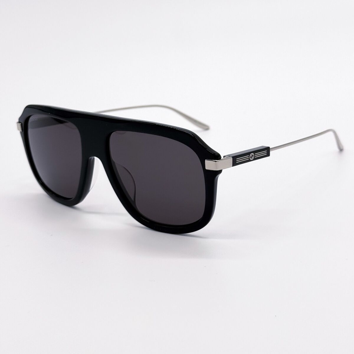 Gucci Sunglasses GG1309S 005 Shiny Black Grey Shield Men