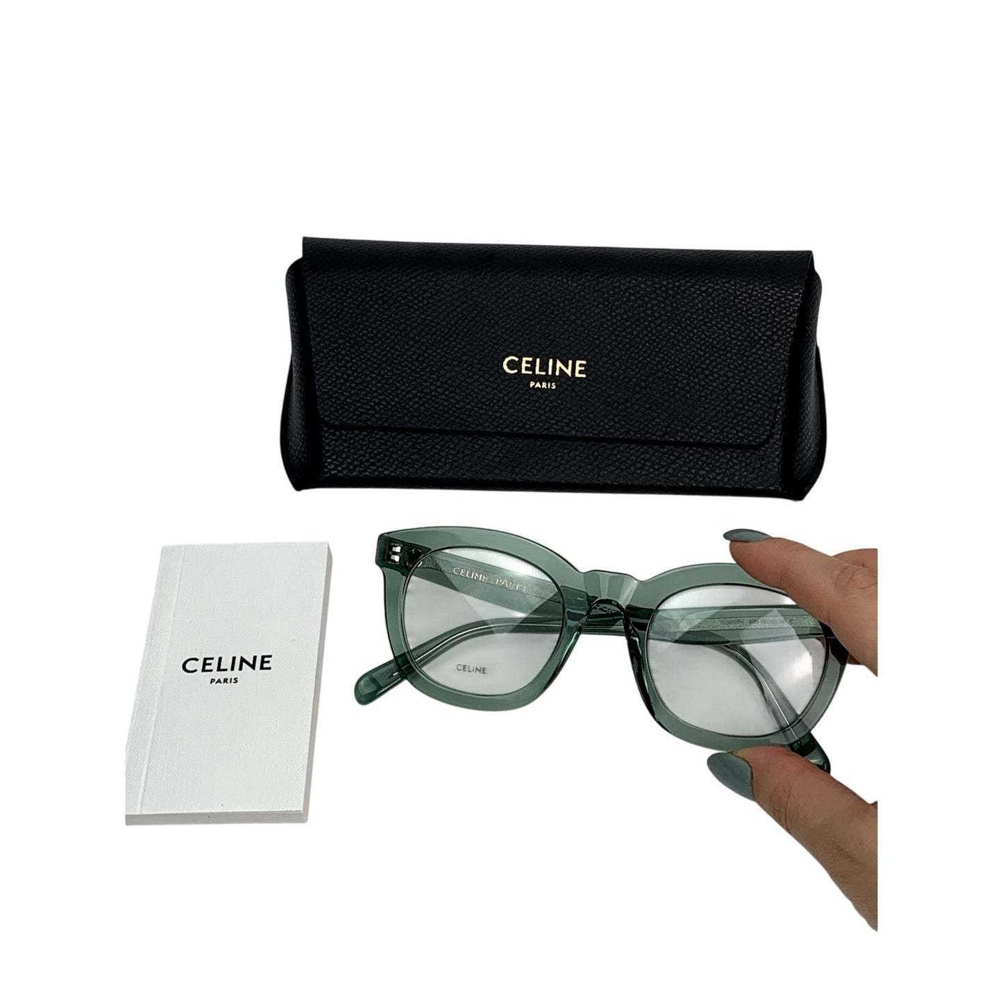 Celine Eyeglasses CL5004IN 48093 Square Transparent Teal Unisex