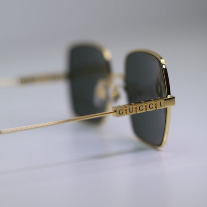 Gucci Sunglasses GG1434S 001 Yellow Gold Grey Women