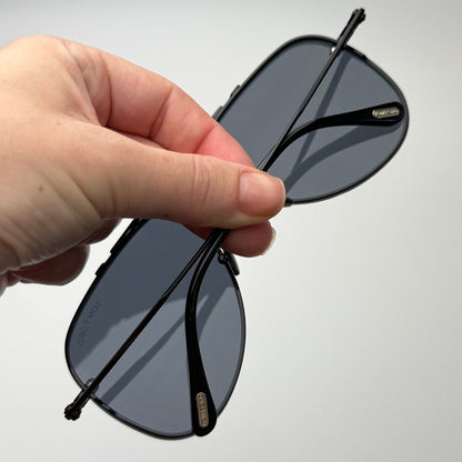 TOM FORD Sunglasses  FT1071 01A Leon Shiny Black/Smoke Grey Men