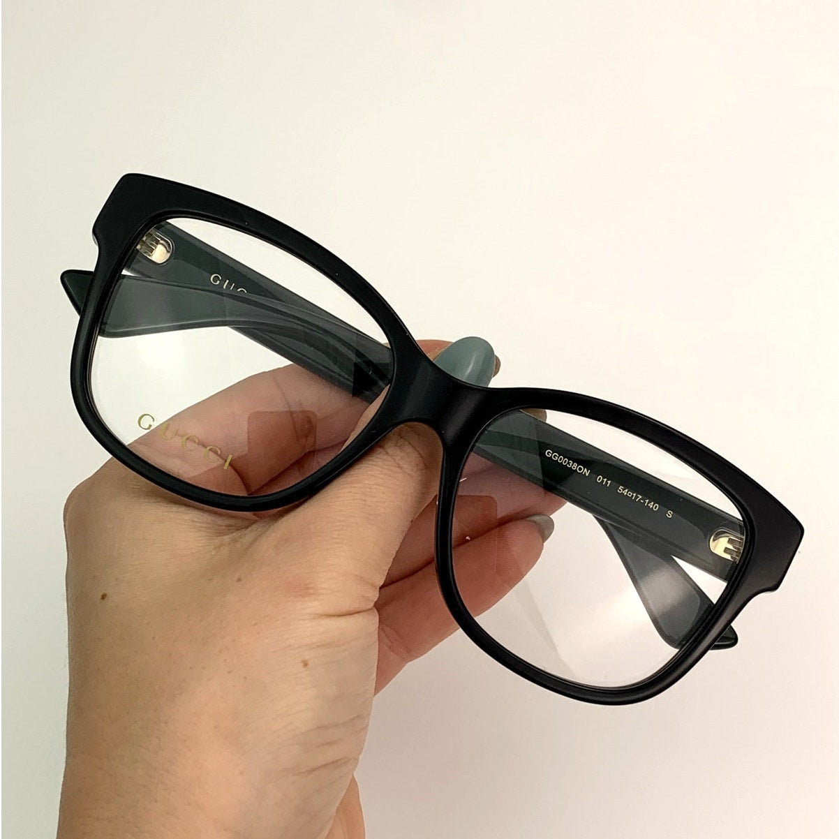 Gucci Eyeglasses GG0038ON 011 Black Green Transperent