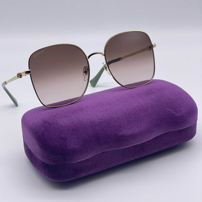 Gucci Sunglasses GG1143S 002 Gold/Brown Women 