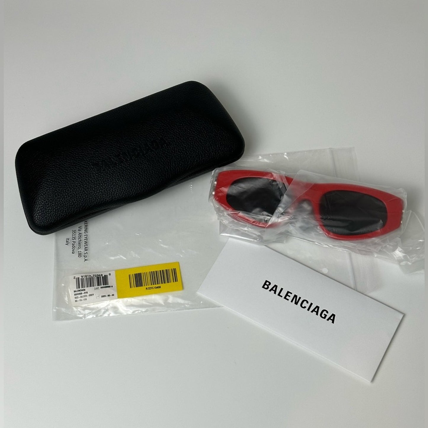 BALENCIAGA Sunglasses BB0095S 016 Red Silver Grey Women