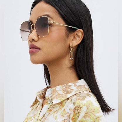 Gucci Sunglasses GG1143S 002 Gold/Brown Women 